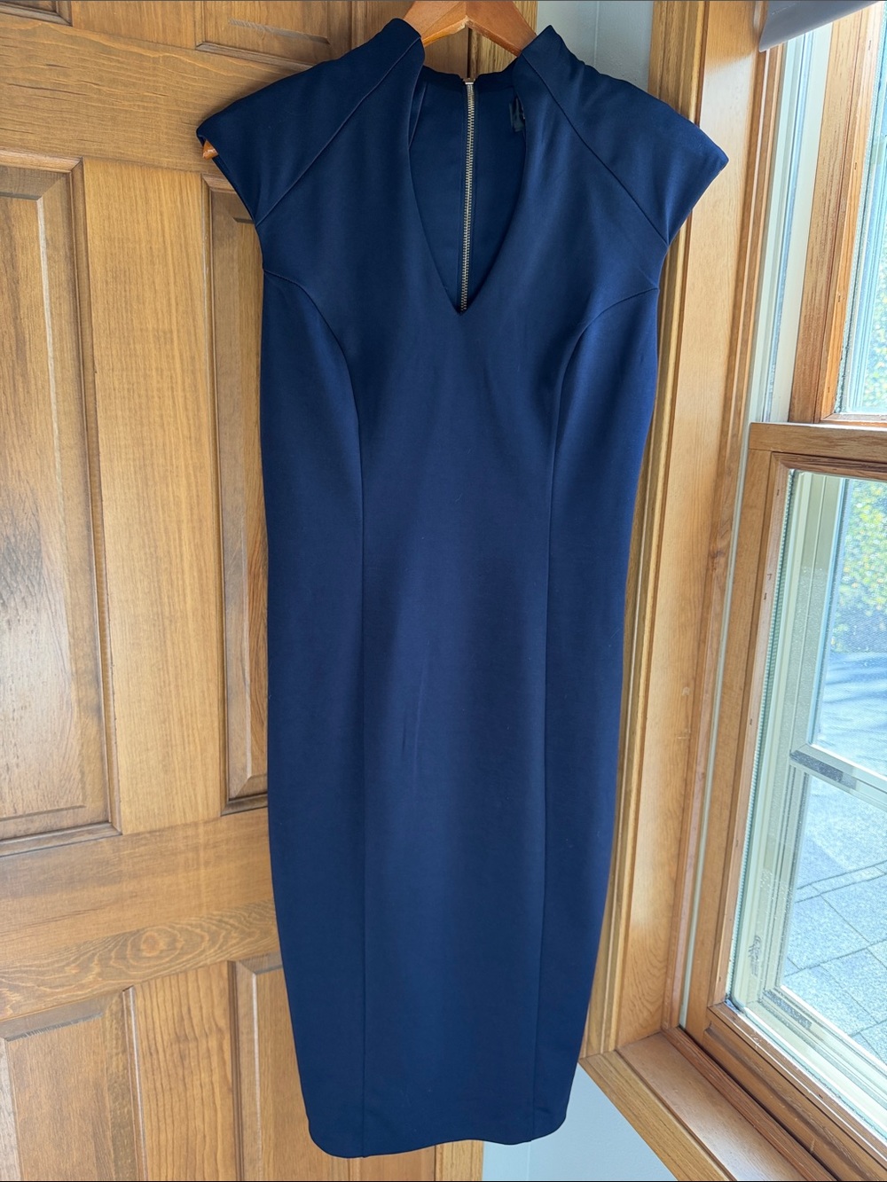 Alexia Admor Katrina Splitneck Sheath Midi Dress Navy Blue Size Small